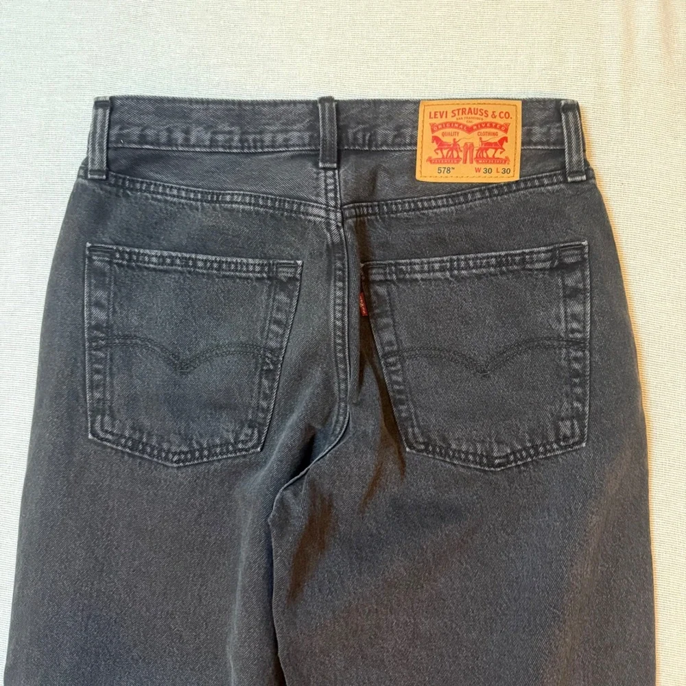 Levi's 578 Baggy Jeans Mens 30x30 Black Washed Wide Leg Denim Pants
